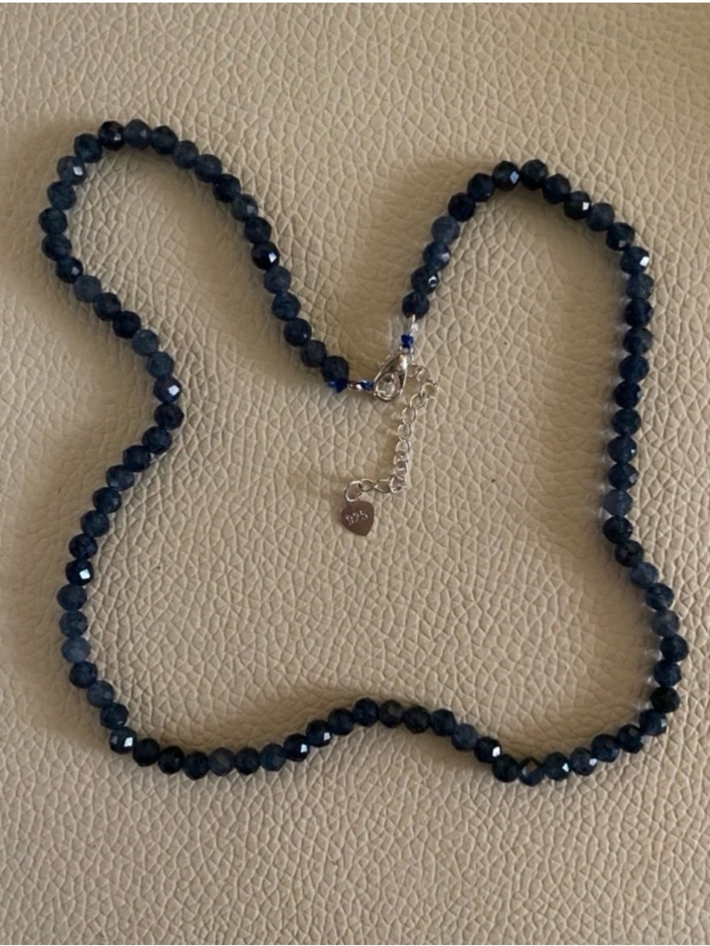 Natural AA+ Blue Sapphire 4mm Faceted Gemstone Necklace 925 Sterling Silver